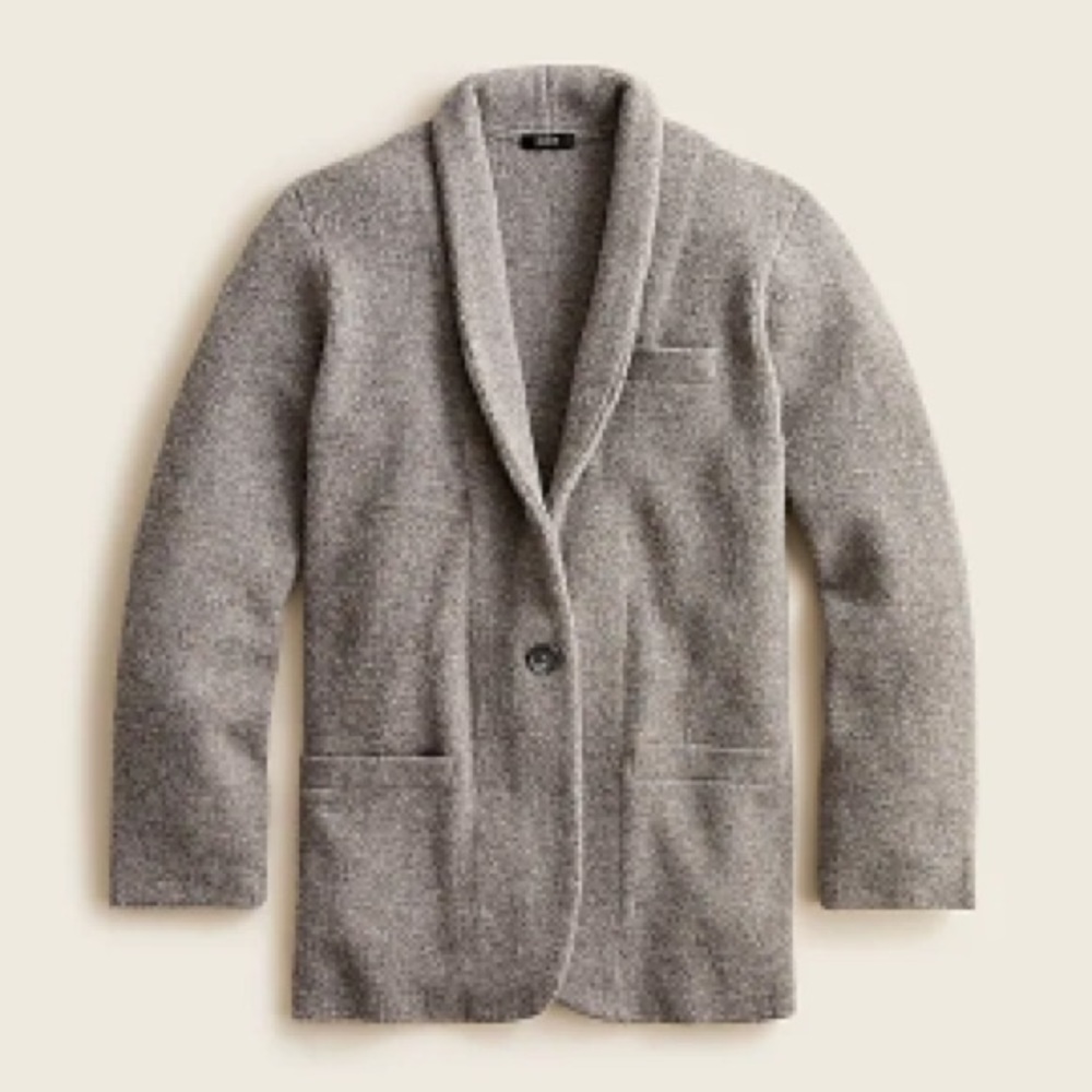 NWT J.CREW Cocoon Sweater Blazer XS Heather Graphite/ Gray